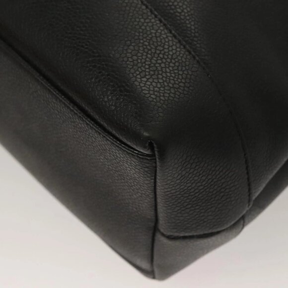 CHANEL COCO Mark Chain Shoulder Bag Grained Calf Skin Black Gold CC Auth 132292 - Picture 5 of 16